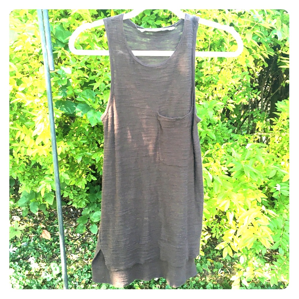 Athleta soft chocolate brown long tank top workout